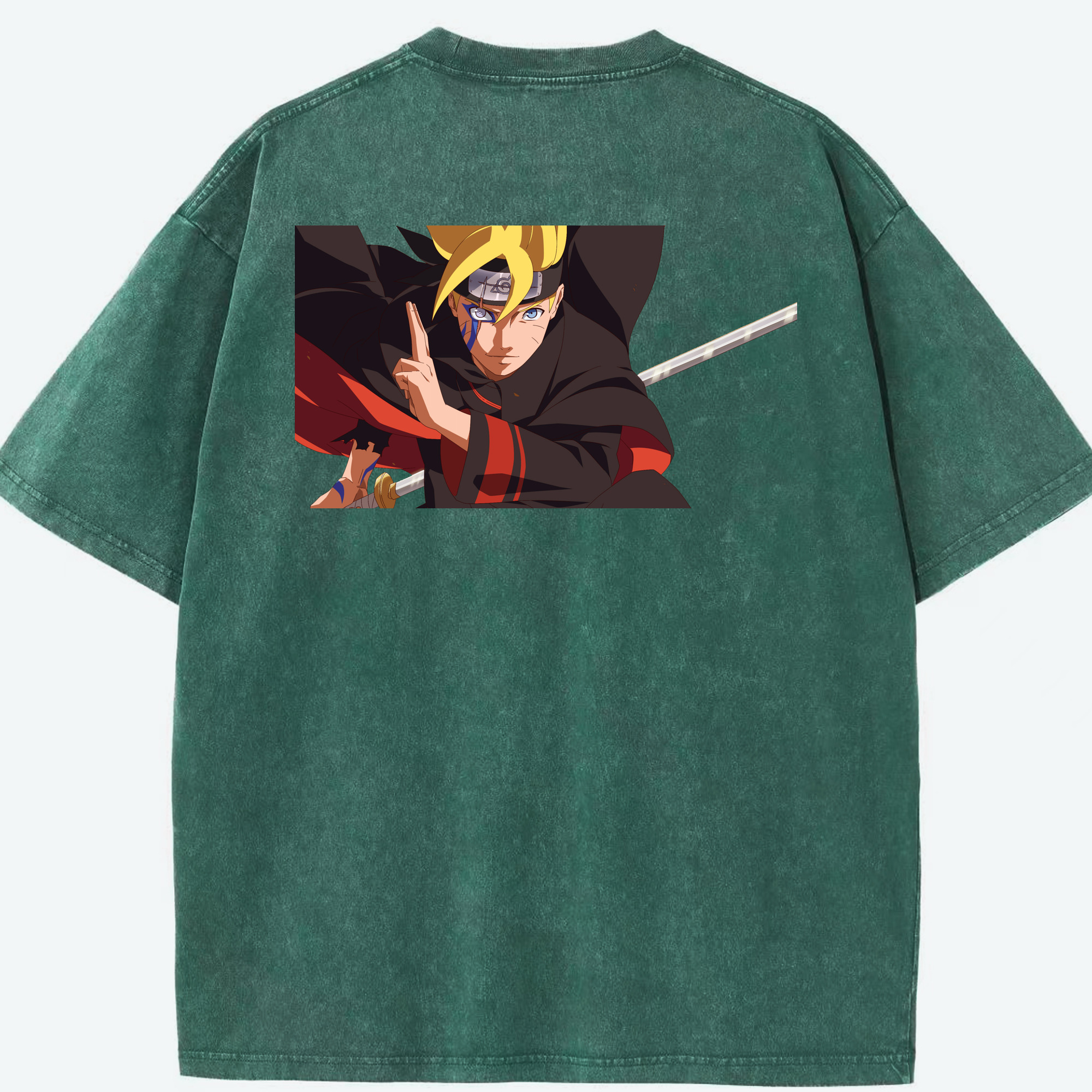 （画像用） NARUTO -ナルト- うずまき ボルト Uzumaki Boruto 綿100% ヴィンテージ風 半袖Tシャツ（背面プリント）